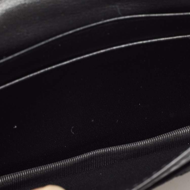 Pre Owned Valentino Black Leather Star Patch Flap Card Case