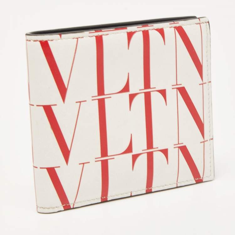 Pre Owned Valentino Red/White Leather VLTN Times Bifold Wallet 