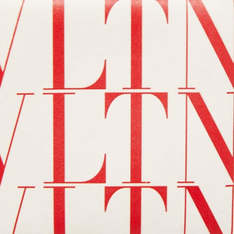 Pre Owned Valentino Red/White Leather VLTN Times Bifold Wallet 