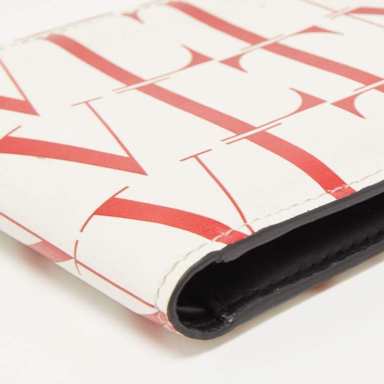 Pre Owned Valentino Red/White Leather VLTN Times Bifold Wallet 