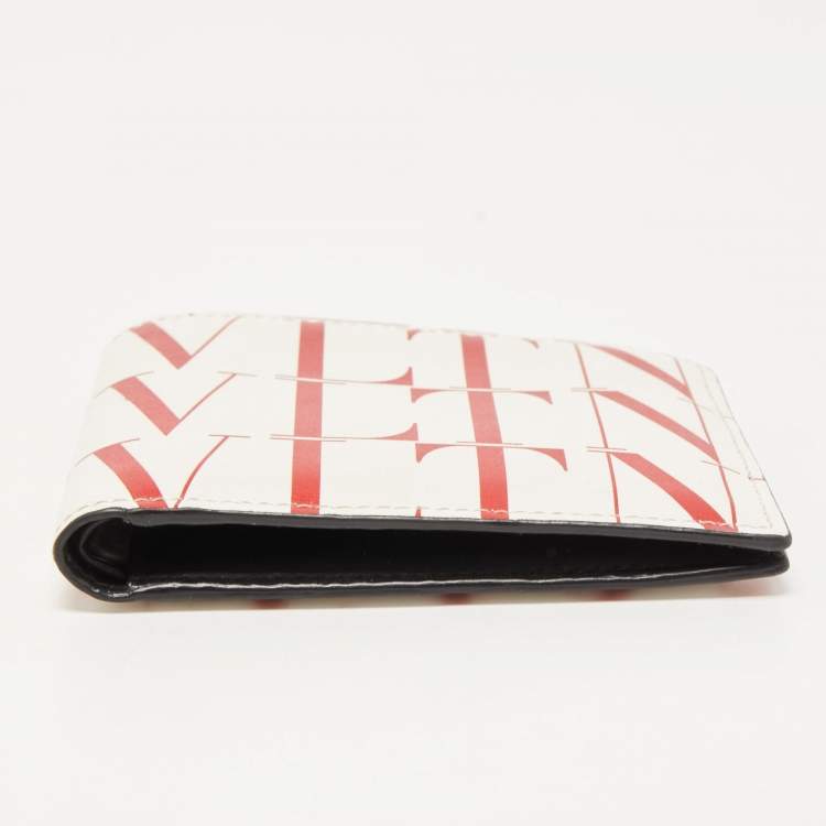 Pre Owned Valentino Red/White Leather VLTN Times Bifold Wallet 