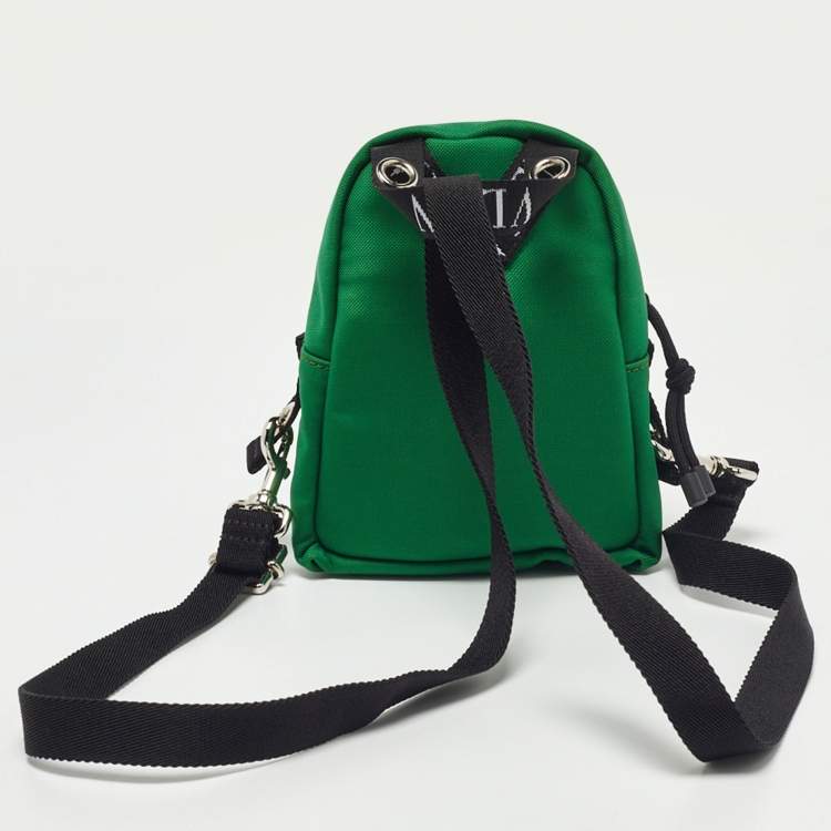 Pre Owned Valentino Green Nylon Mini VLTN Backpack