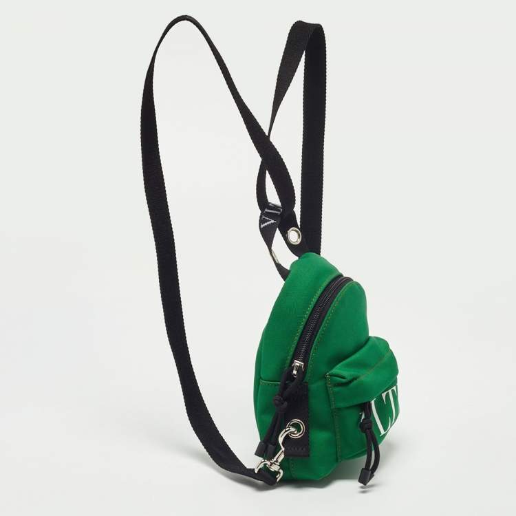 Pre Owned Valentino Green Nylon Mini VLTN Backpack