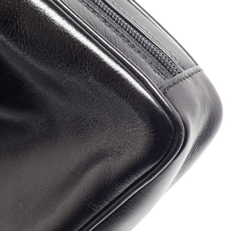 Pre Owned Valentino Black Leather VRing Zip Pouch