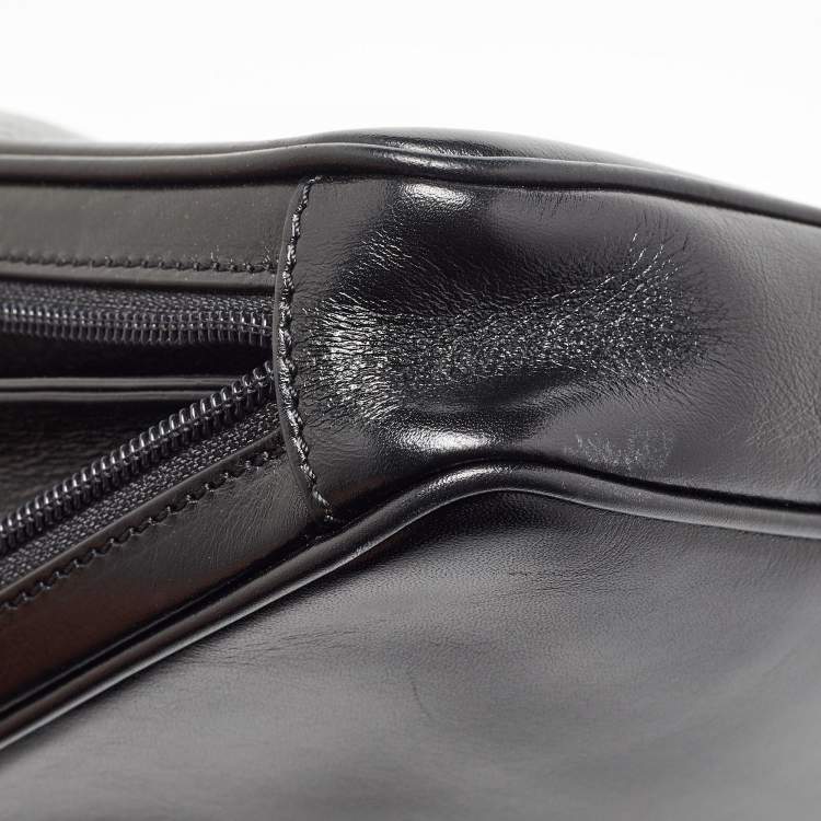 Pre Owned Valentino Black Leather VRing Zip Pouch