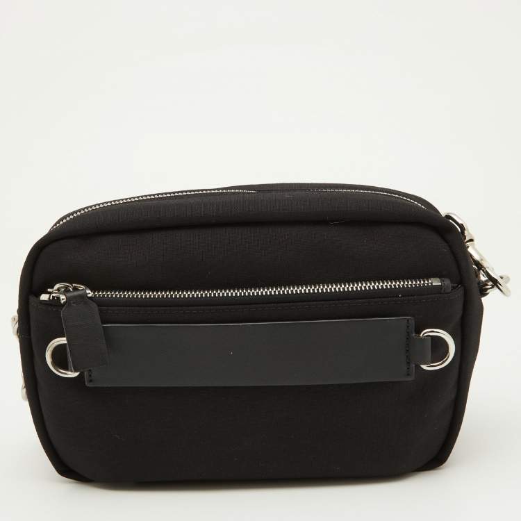 Pre Owned Valentino Black Canvas and Leather Convertible Waist Crossbody Bag