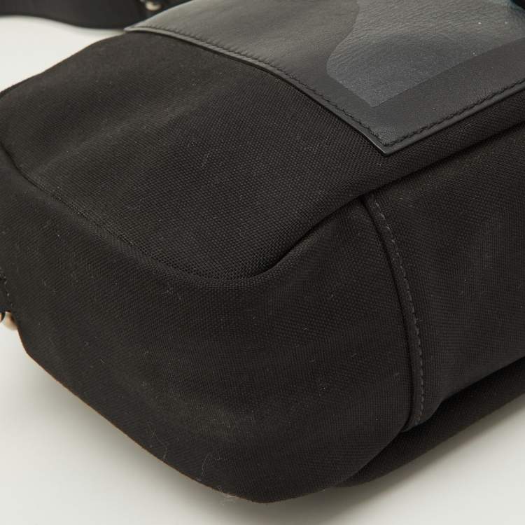 Pre Owned Valentino Black Canvas and Leather Convertible Waist Crossbody Bag