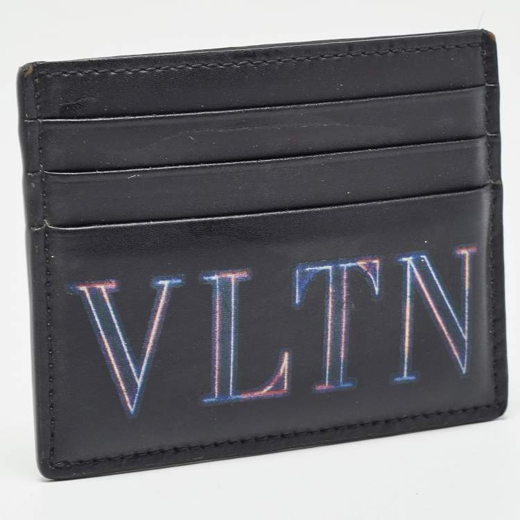 Pre Owned Valentino Black Leather VLTN Card Holder