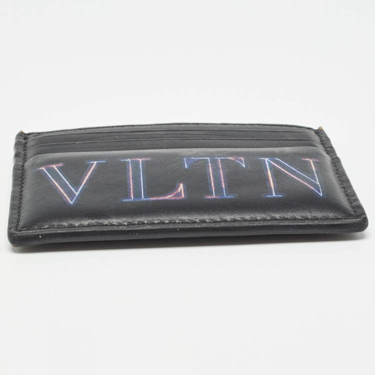 Pre Owned Valentino Black Leather VLTN Card Holder