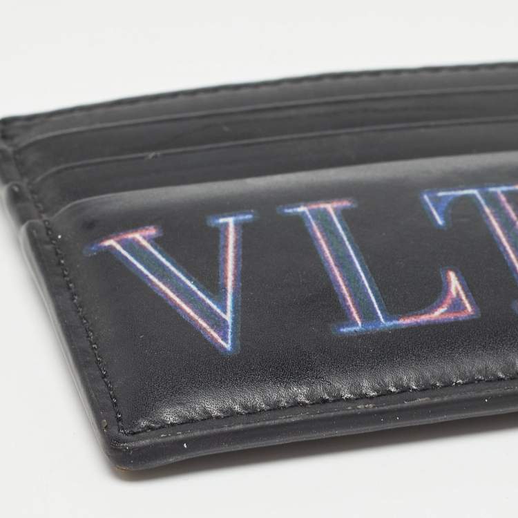 Pre Owned Valentino Black Leather VLTN Card Holder