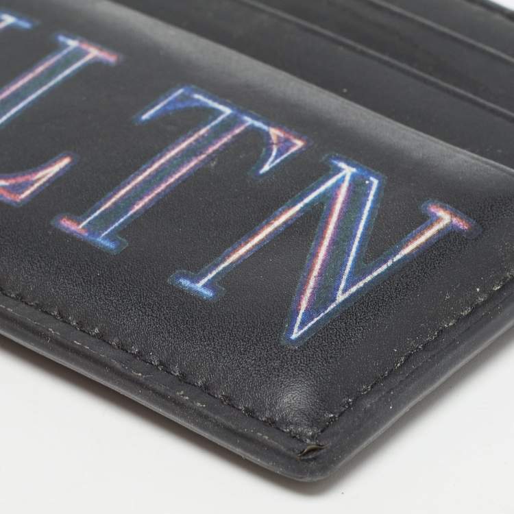Pre Owned Valentino Black Leather VLTN Card Holder