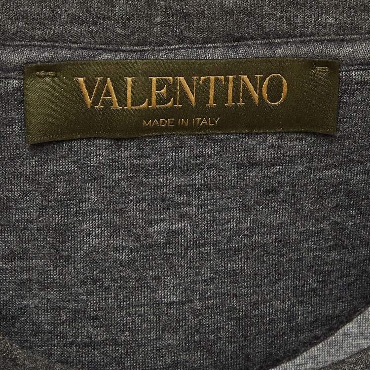 Pre Owned Valentino Grey Panther Print Neoprene Sweatshirt M