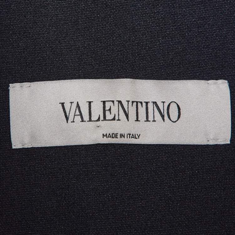 Pre Owned Valentino Navy Blue Cotton Knit Contrast Archive Stripe Track Jacket L