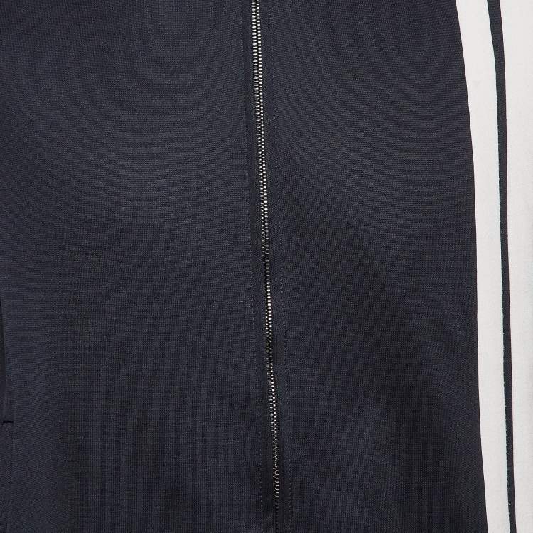 Pre Owned Valentino Navy Blue Cotton Knit Contrast Archive Stripe Track Jacket L