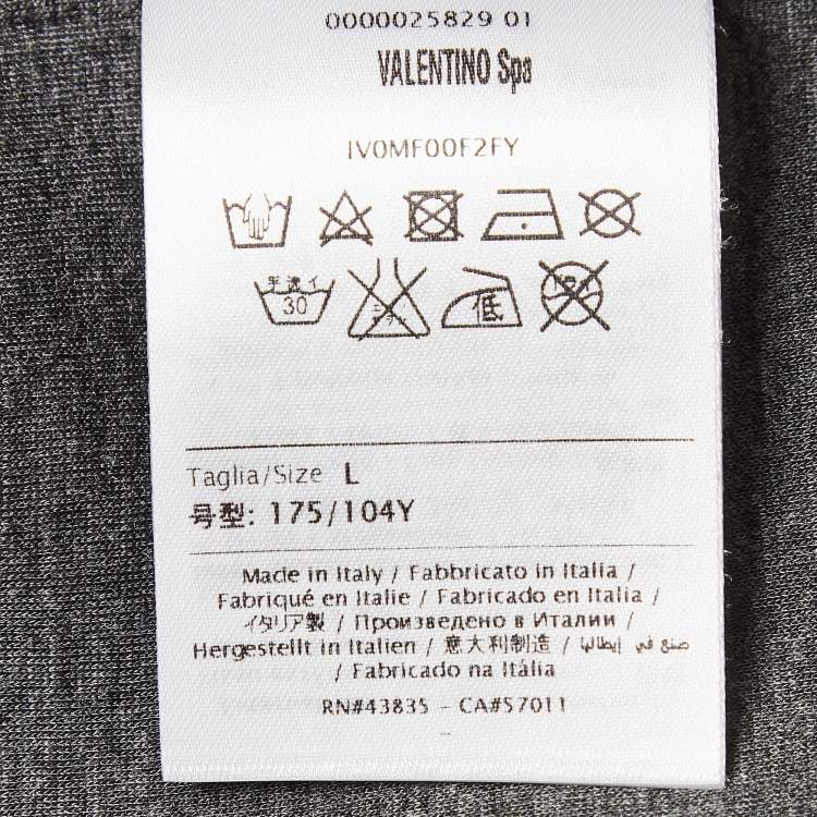 Pre Owned Valentino Grey Leather Trim Neoprene Sweatshirt L