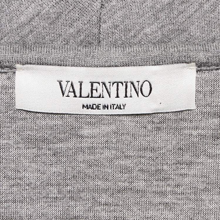 Pre Owned Valentino Grey Leather Trim Neoprene Sweatshirt L