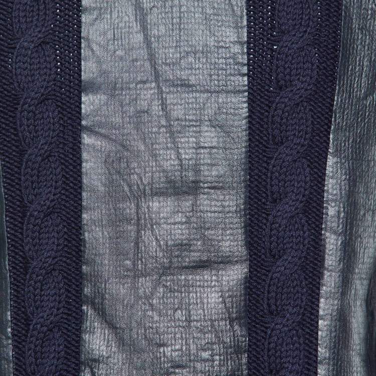 Pre Owned Valentino Navy Blue Printed Wool Knit Jumper XS