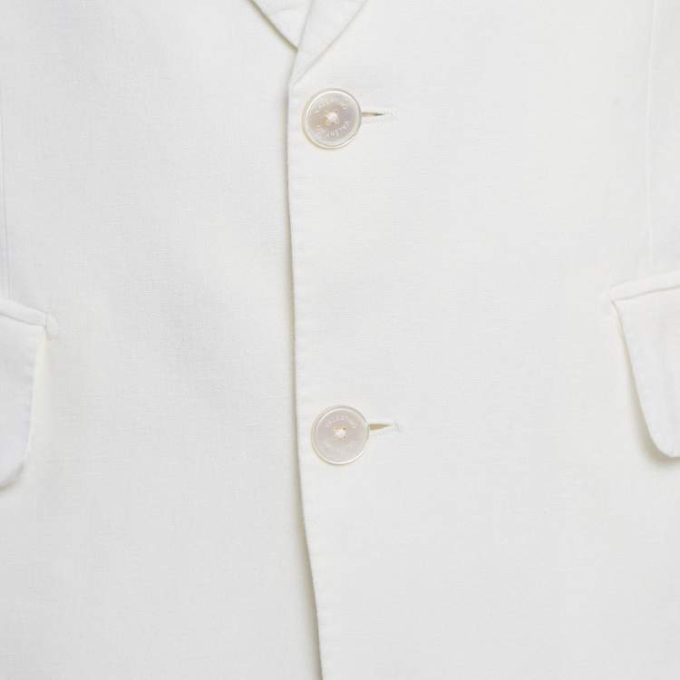 Pre Owned Valentino White Linen Tailored Suit L