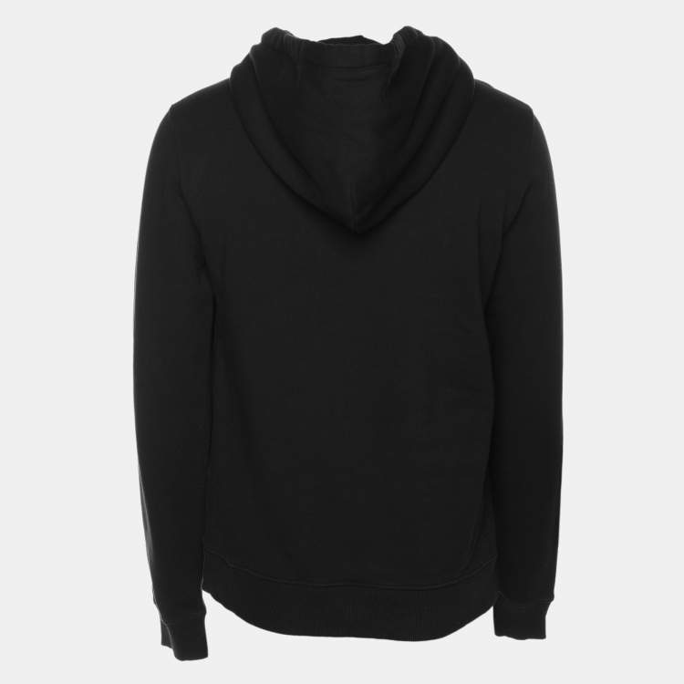 Pre Owned Valentino Black Cotton Knit Logo Embossed Hoodie M