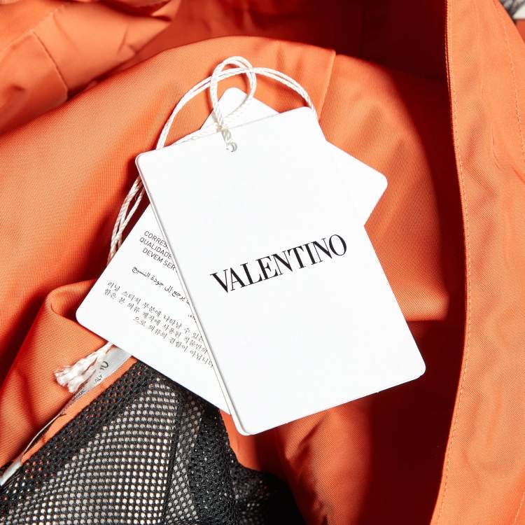 Pre Owned Valentino Orange Dark Blooming Floral Printed Anorak L