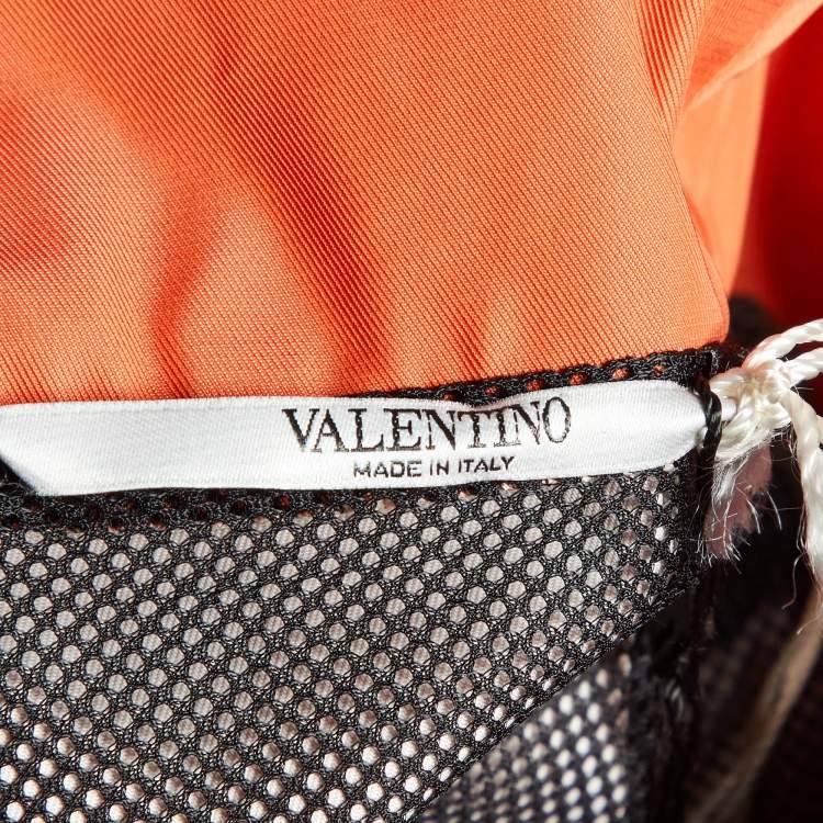 Pre Owned Valentino Orange Dark Blooming Floral Printed Anorak L