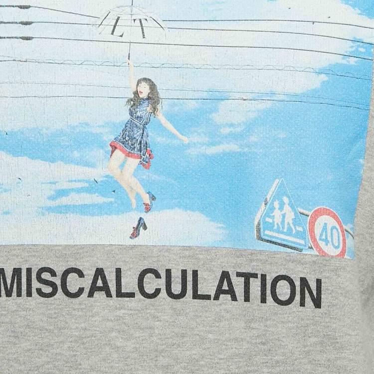 Pre Owned Valentino Grey Musicalculation Print Cotton Print Sweatshirt XS