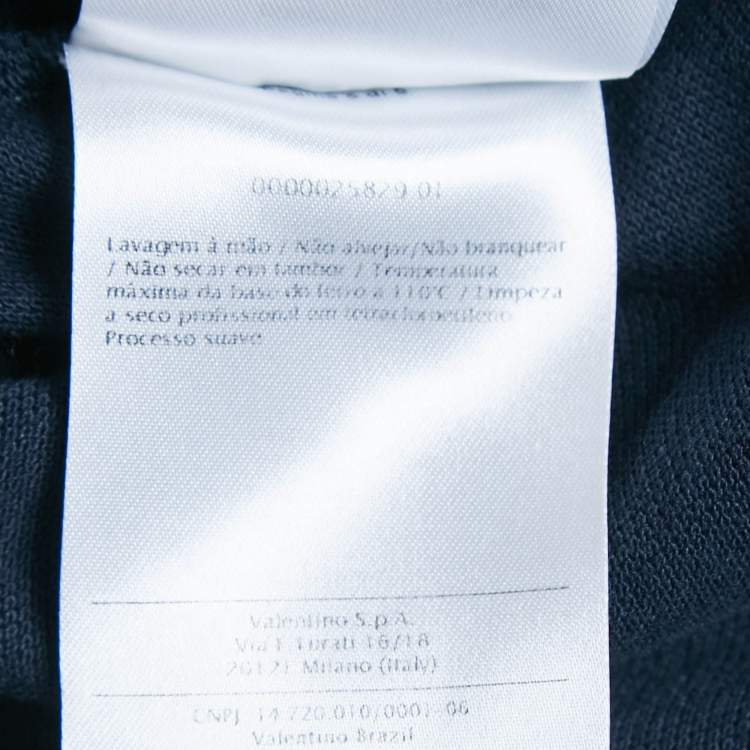 Pre Owned Valentino Navy Blue Cotton Polo Stud Detail T-Shirt L