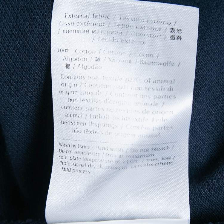 Pre Owned Valentino Navy Blue Cotton Polo Stud Detail T-Shirt L