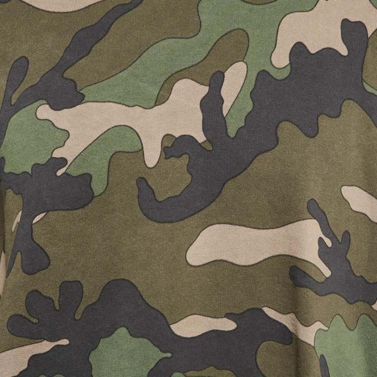 Pre Owned Valentino Green Camouflage Print Cotton Knit Sweatshirt L