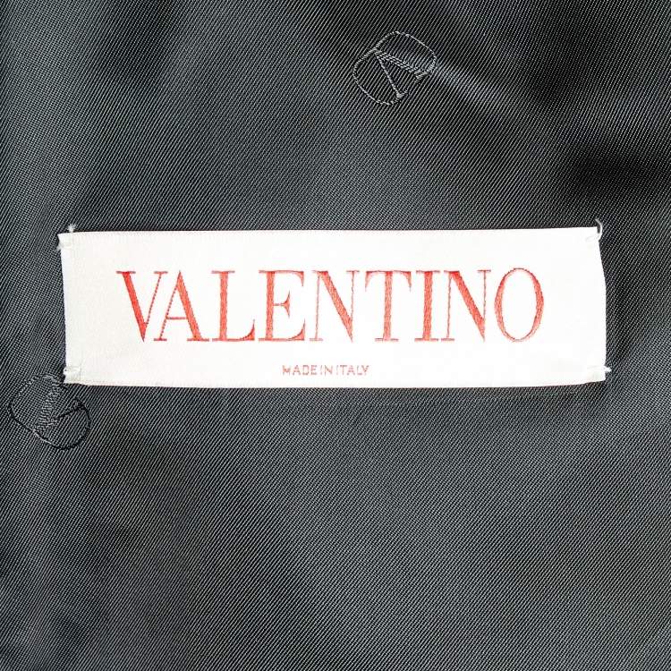 Pre Owned Valentino Brown Studded Wool Tweed Zip-Up Jacket L