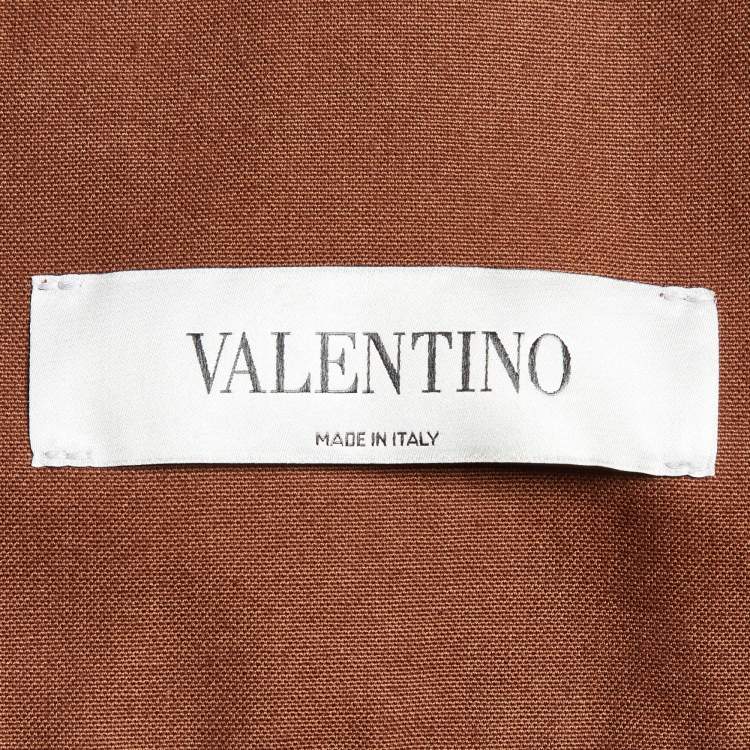 Pre Owned Valentino Brown Cotton Bead Embellished Blouson Jacket S