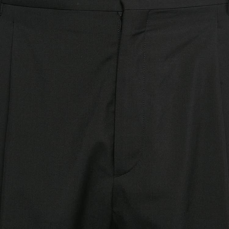 Pre Owned Valentino Black Wool Pleated Shorts XXL