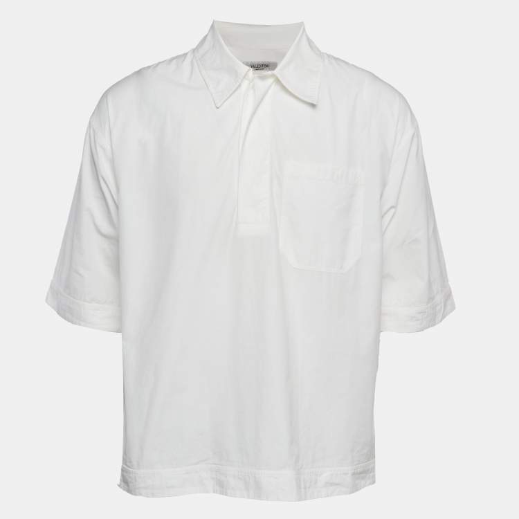 Pre Owned Valentino White Cotton Half Placket Shirt M