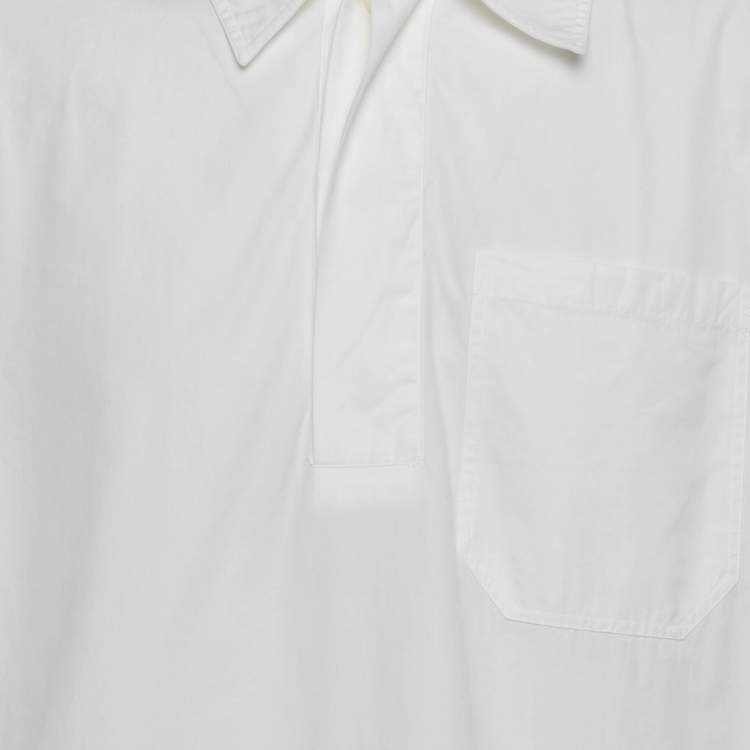 Pre Owned Valentino White Cotton Half Placket Shirt M