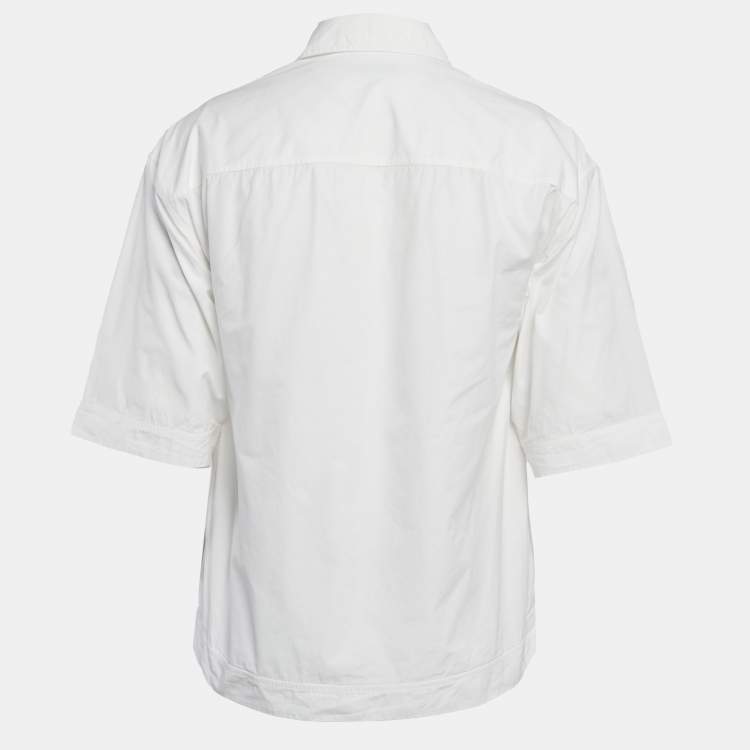 Pre Owned Valentino White Cotton Half Placket Shirt M