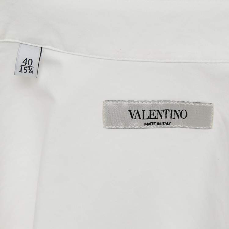 Pre Owned Valentino White Cotton Half Placket Shirt M