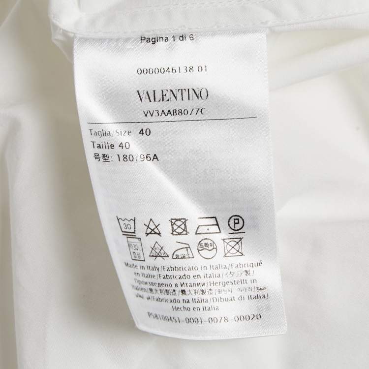 Pre Owned Valentino White Cotton Half Placket Shirt M