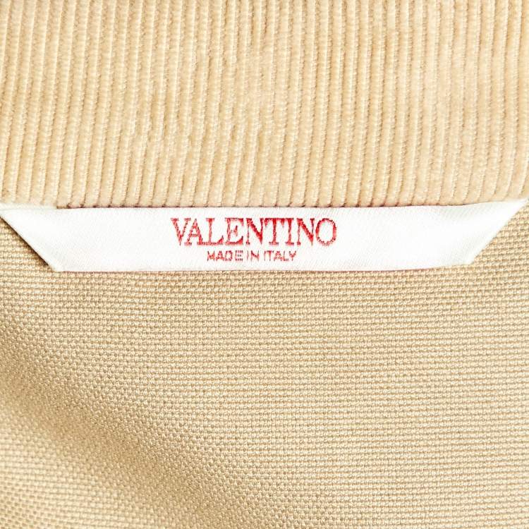 Pre Owned Valentino Beige Studded Cotton Zip-Up Jacket M