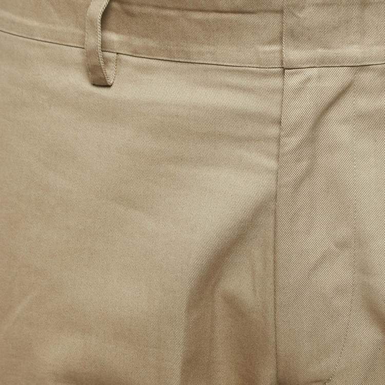 Pre Owned Valentino Beige Gabardine Side Stripe Trousers L