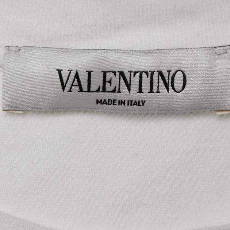 Pre Owned Valentino White Vlogo Print Jersey Short Sleeve T-Shirt M