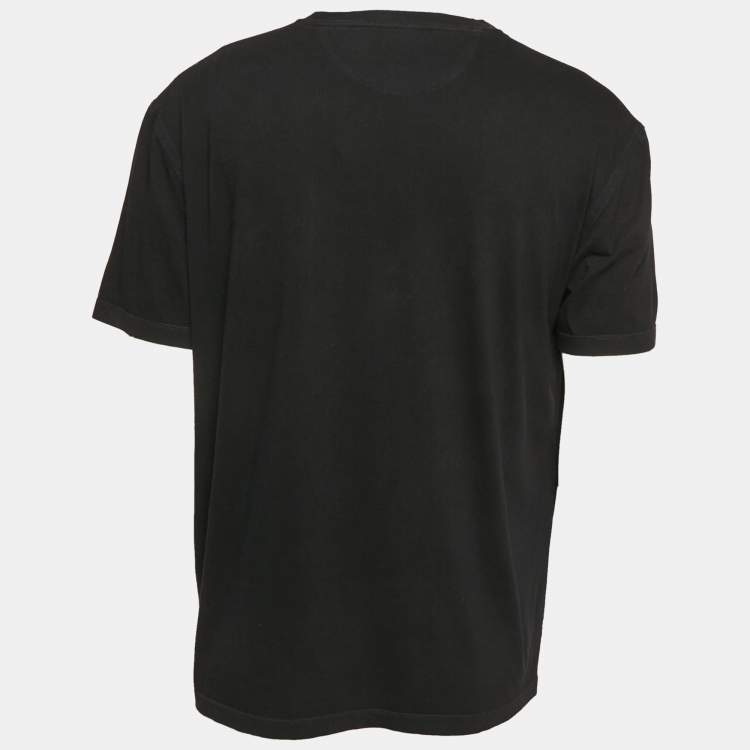 Pre Owned Valentino Black Logo Applique Jersey Crew Neck T-Shirt XL