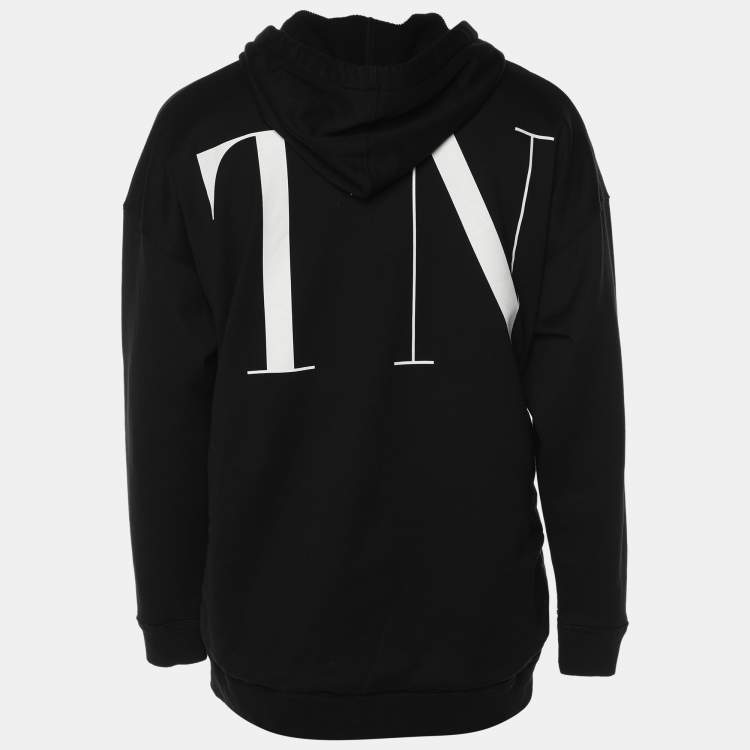 Pre Owned Valentino Black Cotton Blend VLTN Hoodie S