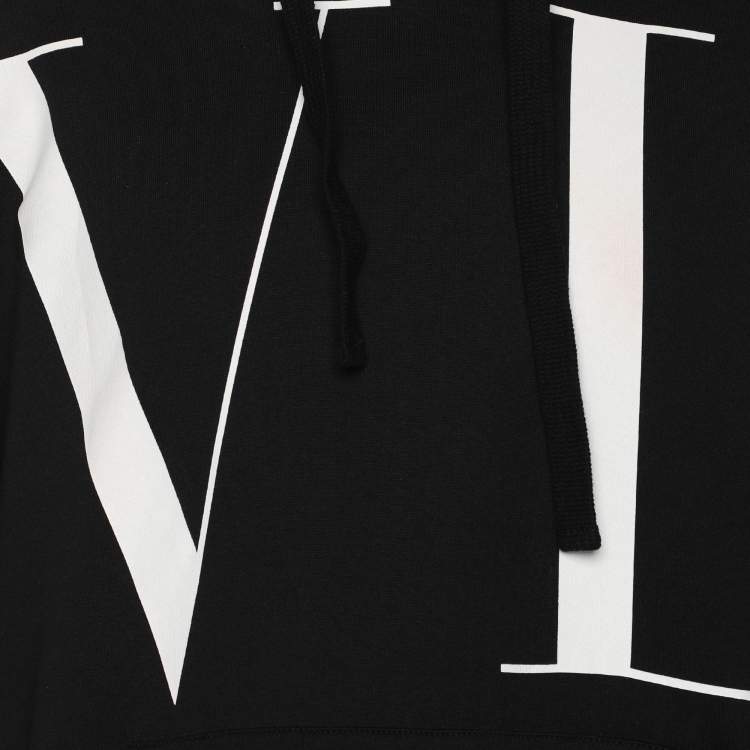 Pre Owned Valentino Black Cotton Blend VLTN Hoodie S