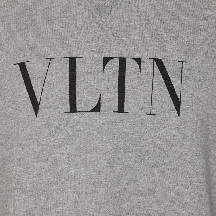 Pre Owned Valentino Grey Cotton Blend VLTN  Long Sleeve Sweater L