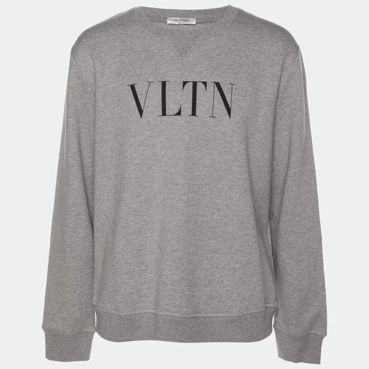 Pre Owned Valentino Grey Cotton Blend VLTN  Long Sleeve Sweater L