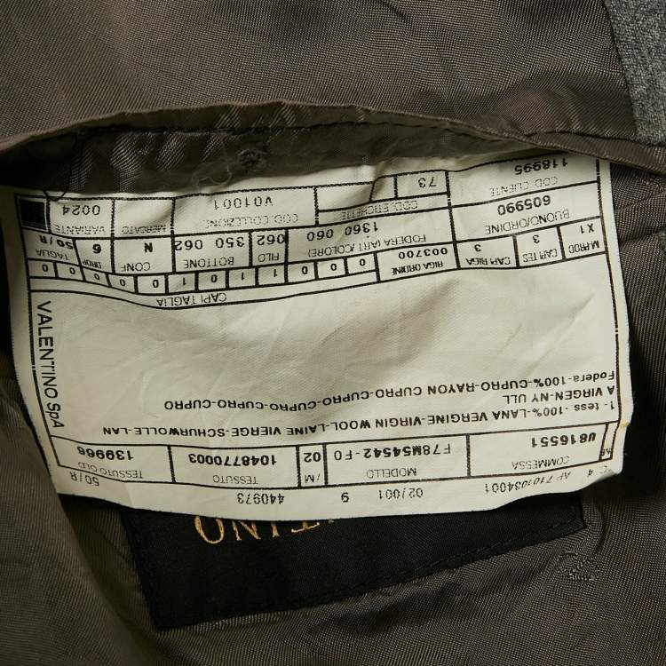 Pre Owned Valentino Grey Wool Single Breasted Blazer L