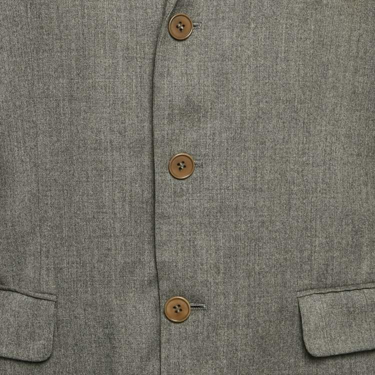 Pre Owned Valentino Grey Wool Single Breasted Blazer L