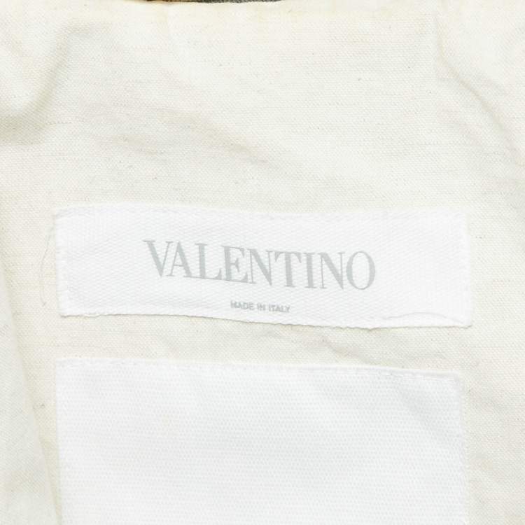 Pre Owned Valentino Khaki Green Studded Gabardine Cotton Utility Jacket XXL
