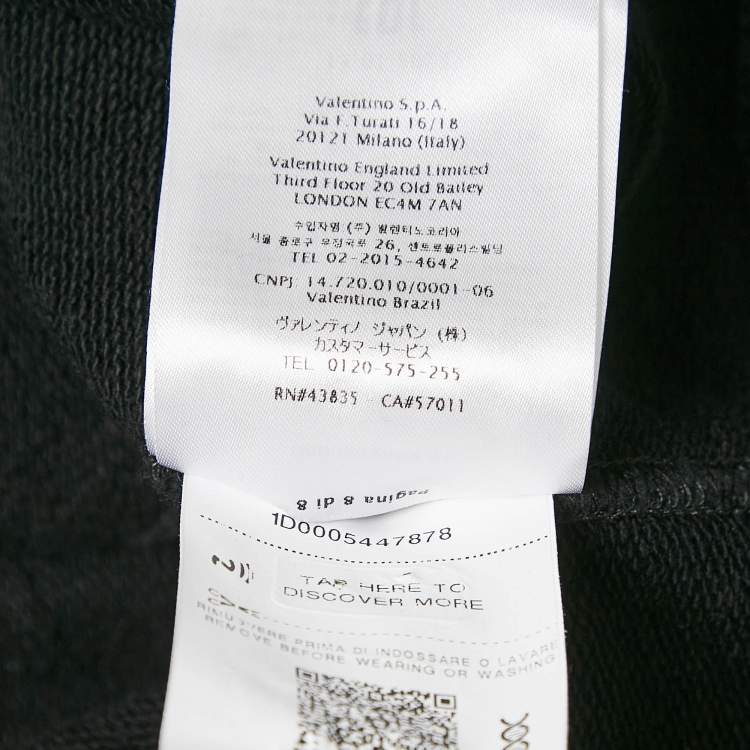 Pre Owned Valentino Black Logo Embossed Black Sleeveless Hoodie XS
