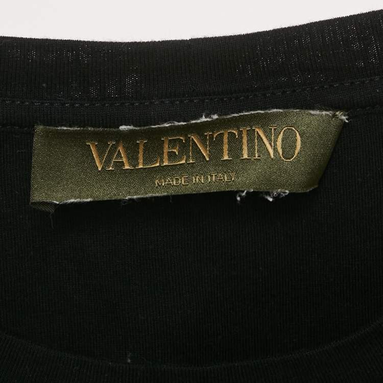 Pre Owned Valentino Black Panther Print Cotton Crew Neck T-Shirt S